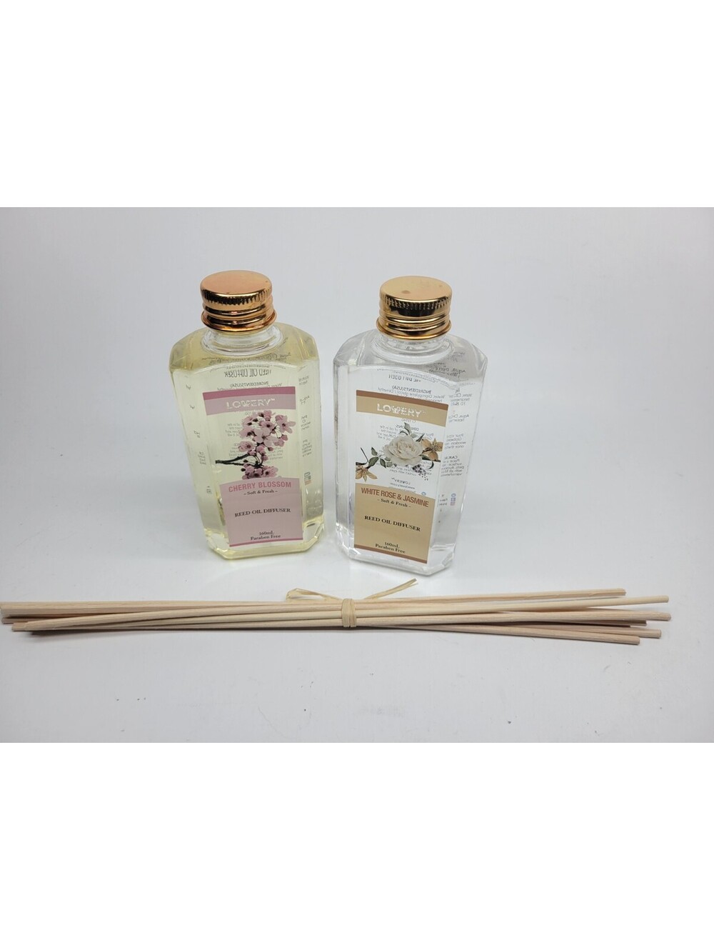 2 x LOVERY Reed Diffuser Oil White - Rose Jasmine & Cherry Blossom 5.4 oz Each